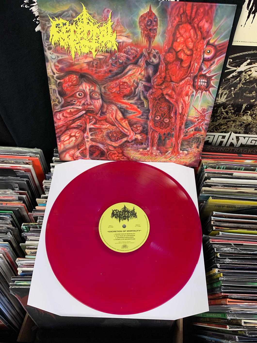 Cerebral Rot ‎– Excretion Of Mortality (Neon Violet / Red Merge Vinyl)